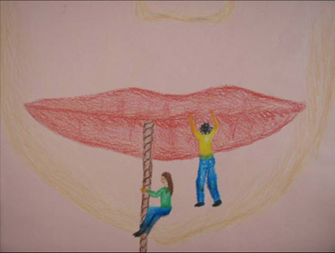Jemandem an den Lippen hängen